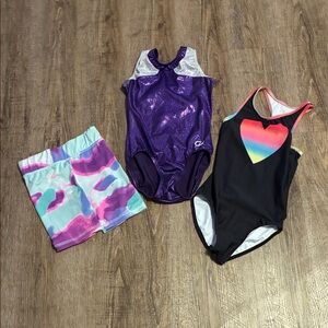 Girls' Gymnastics Leotards and Shorts Set